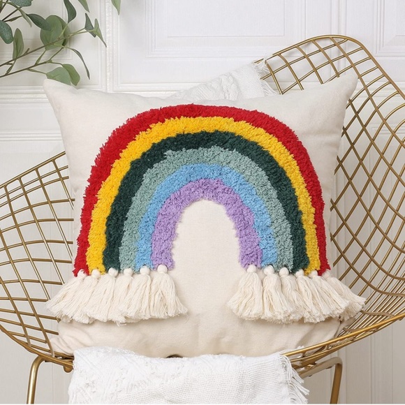 Other - 1 Pc Rainbow Throw Pillow Cover Boho Tassels